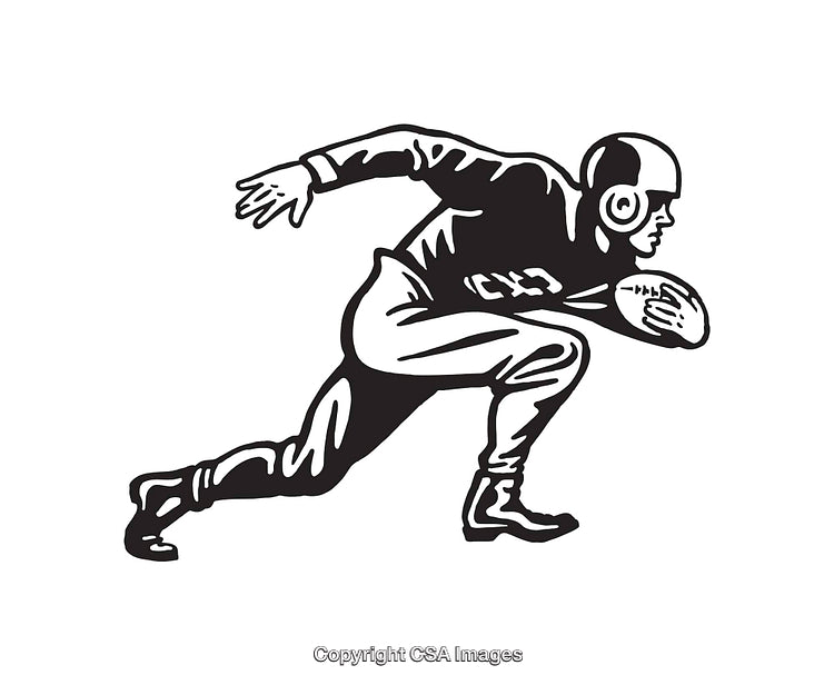 Vintage Football Player Illustration in Action Pose with Minimalist Style