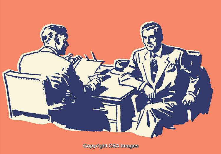 Retro Styled Illustration of Two Men in a Business Meeting