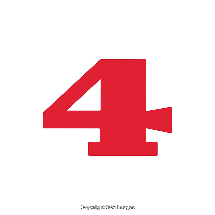 Bold Red Number Four on a Clean White Background