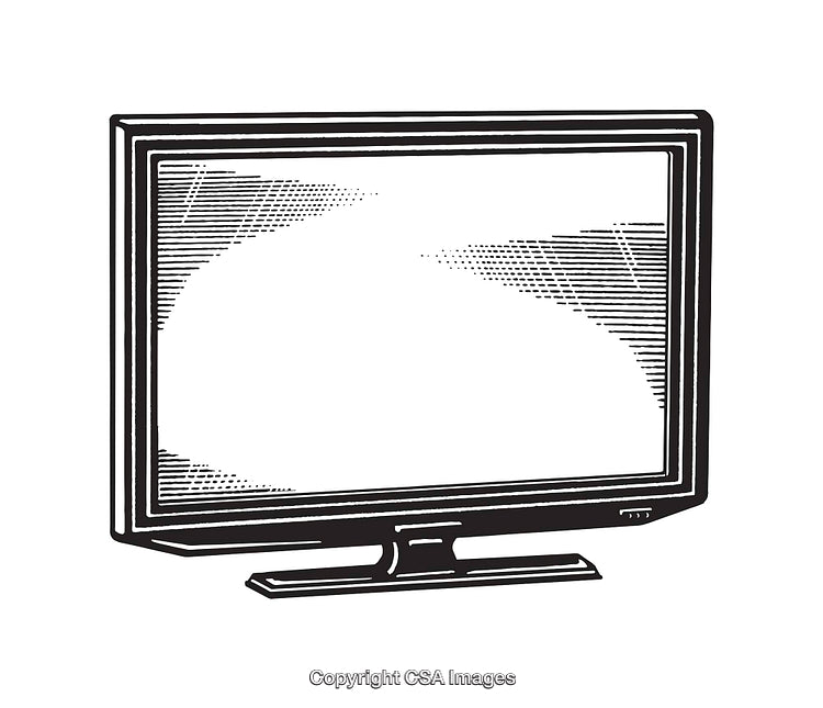 Modern Television Line Art Illustration in Black and White