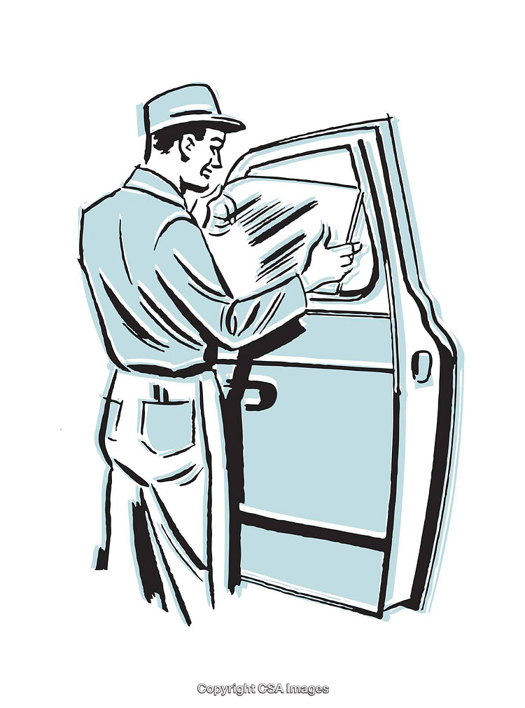 Retro Illustration of a Man Opening a Car Door