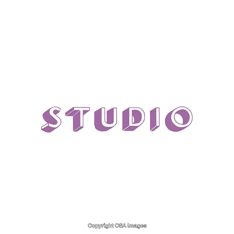 Purple 3D Text Illustration of the Word Studio on a White Background