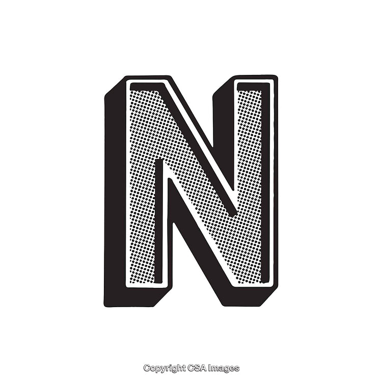 Retro-Inspired Graphic Design Featuring the Bold Letter N in Halftone Style