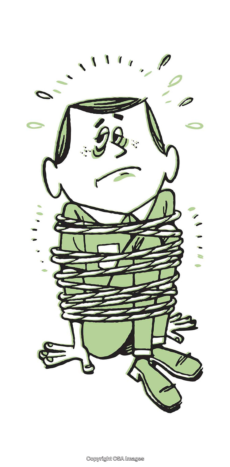 Illustration of a Person Wrapped in Rope Showing Distress and Anxiety