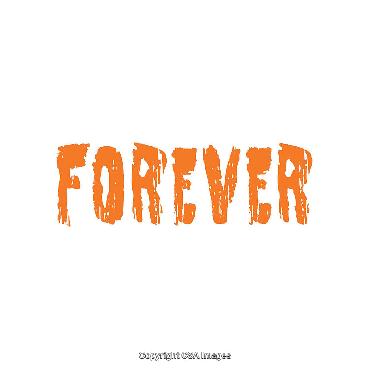 Bold Orange Text FOREVER With Grunge Effect on White Background