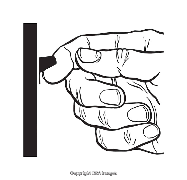 Line Art Illustration of a Hand Pressing a Button