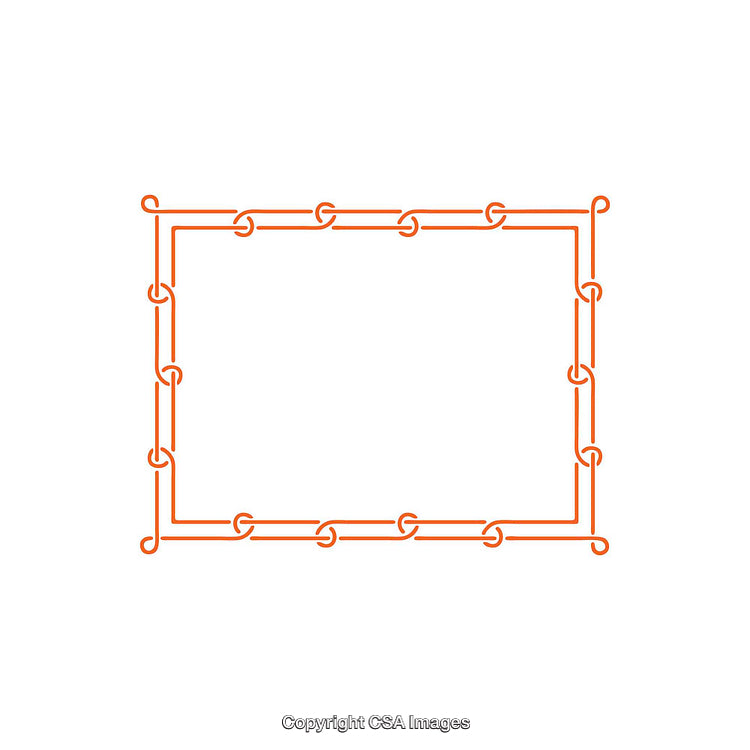 Minimalist Orange Chain Border Frame Isolated on White Background