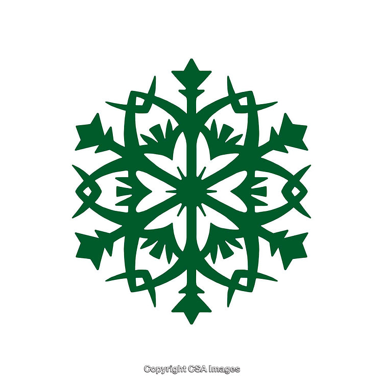 Intricate Green Snowflake Design on a White Background Symbolizing Winter