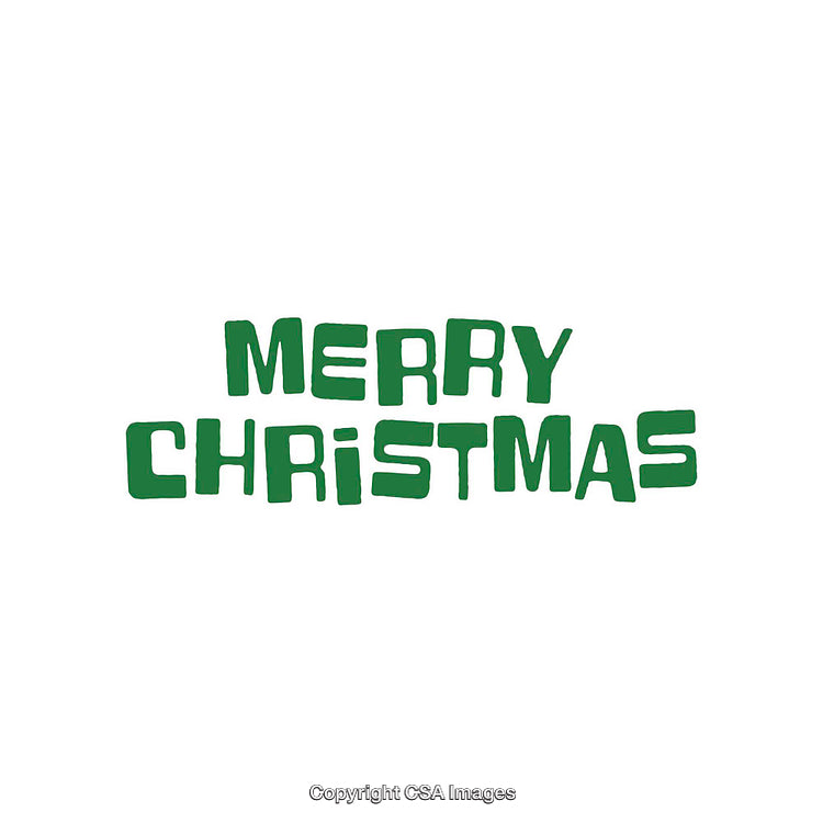 Green Text Illustration of Merry Christmas on White Background