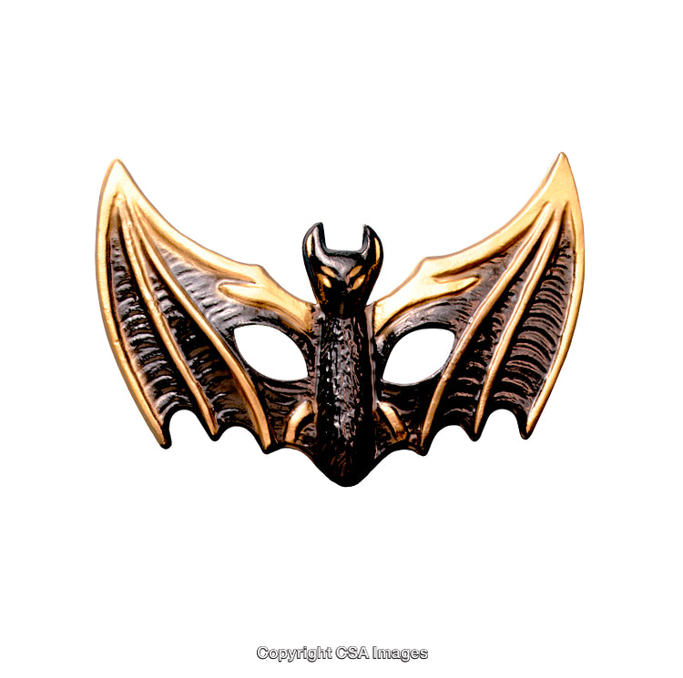Golden and Black Bat-Shaped Mask with Dramatic Wing Design