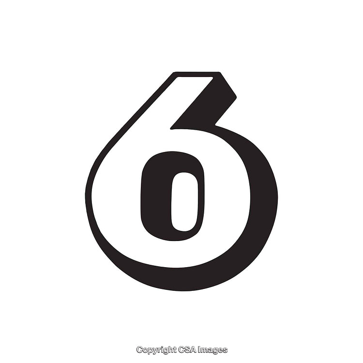 Black and White Bold Number Six Design Concept on White Background