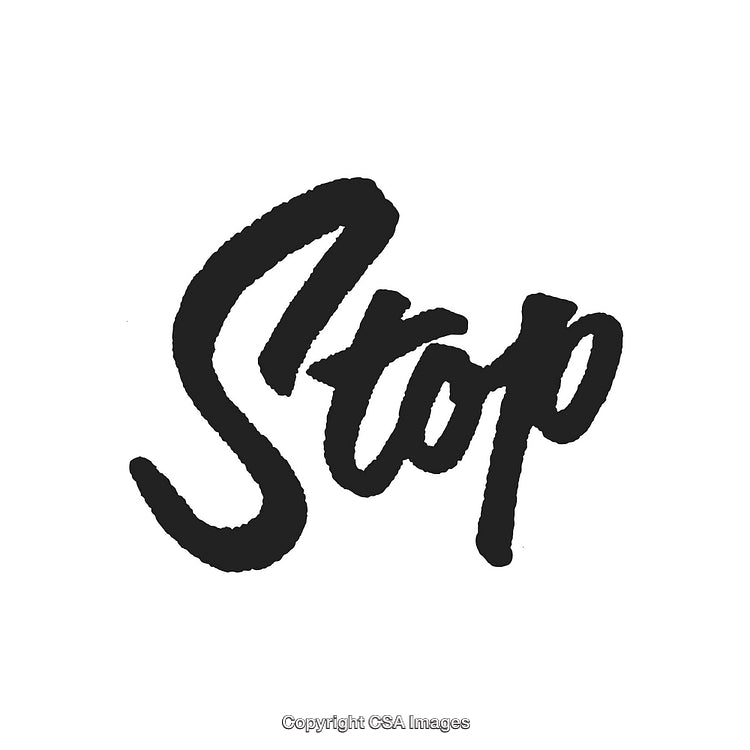 Handwritten Stop Text Illustration on White Background in Bold Font Style