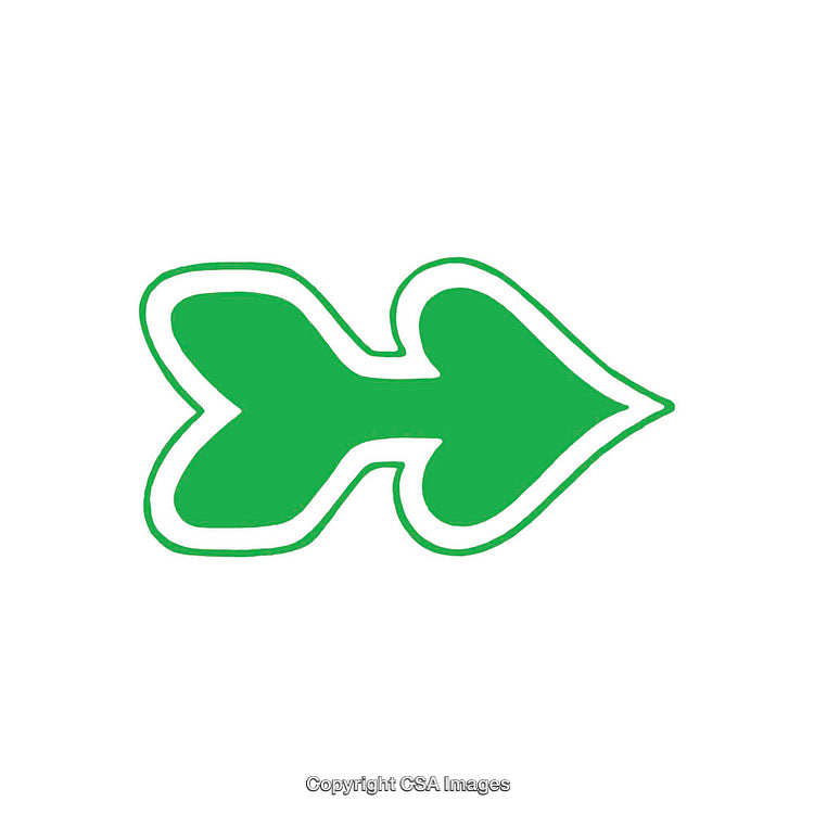 Green Arrow Shape Featuring a Stylish Heart-Inspired Design