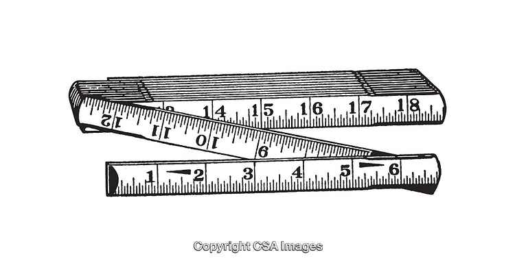 Vintage Black and White Line Art of a Folding Measuring Ruler