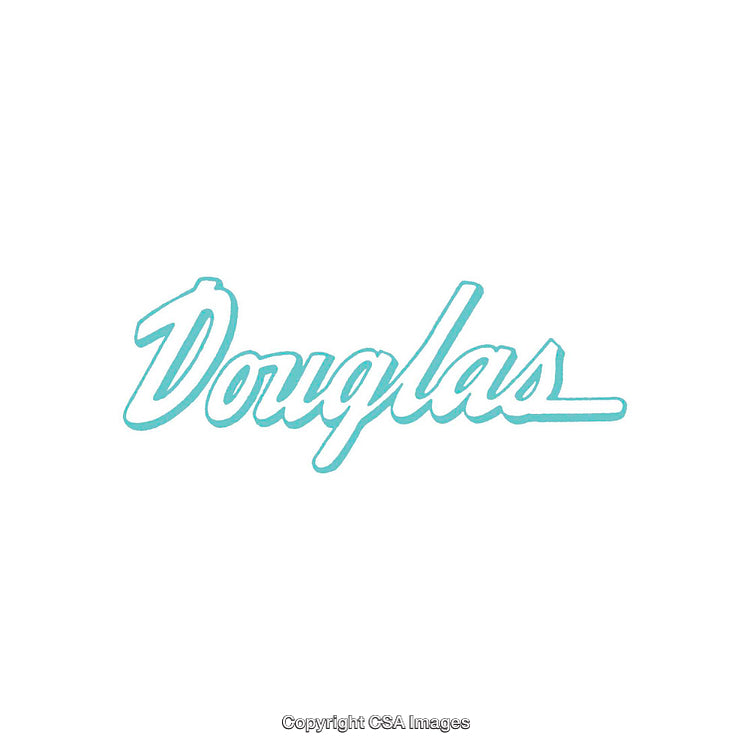 Stylized Light Blue Typography Representing the Name Douglas on White Background