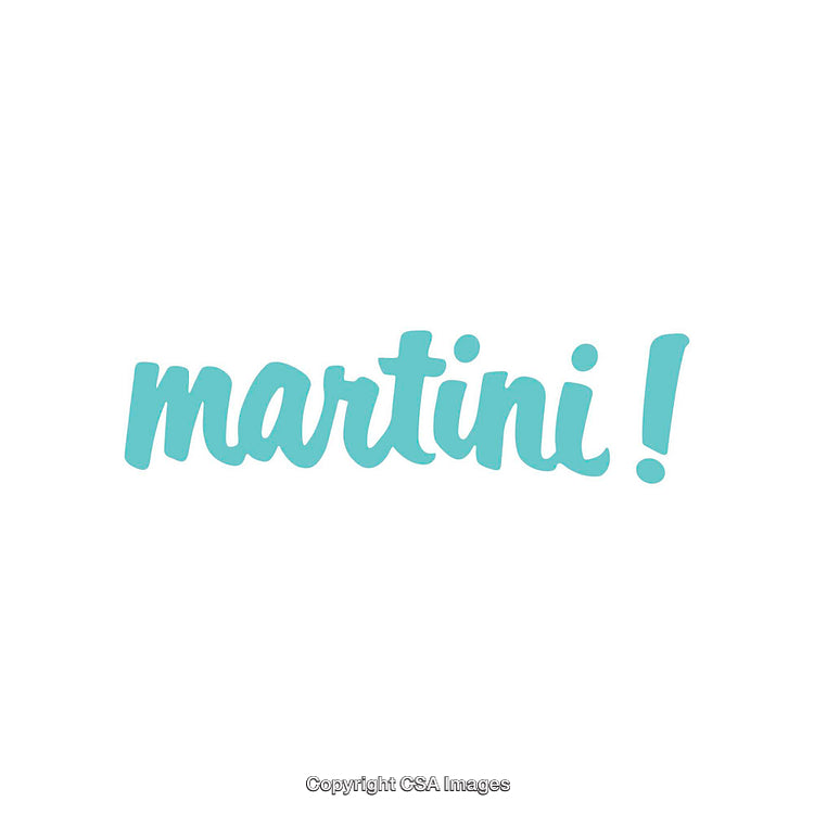 Minimalist Design with Light Blue Martini Text on White Background