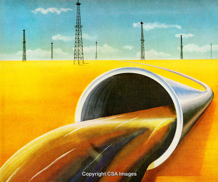 Oil Pipeline and Drilling Towers in a Desolate Desert Industrial Scene