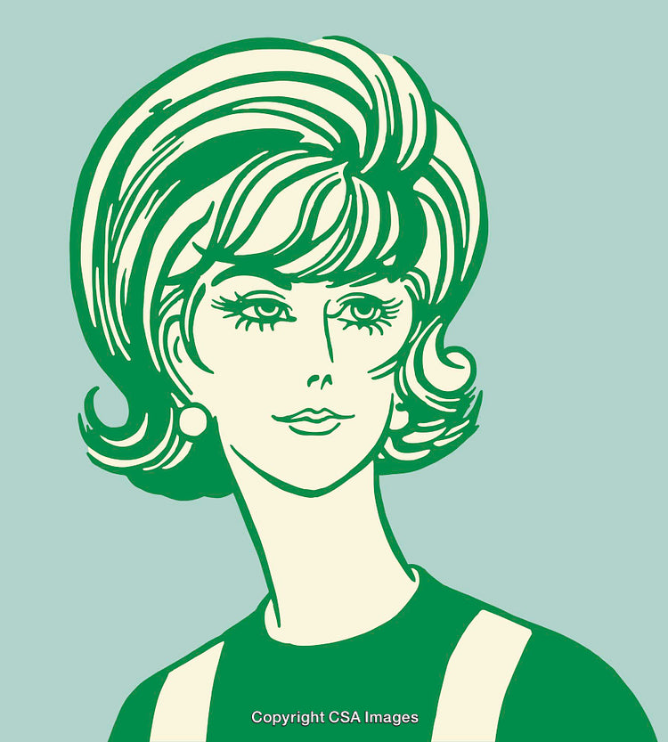 Retro-Style Illustration of a Stylish Woman in Vintage Color Line Art