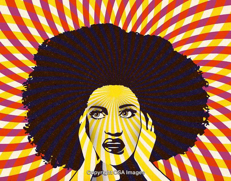 Colorful Pop Art Portrait with Radiating Optical Effect Background