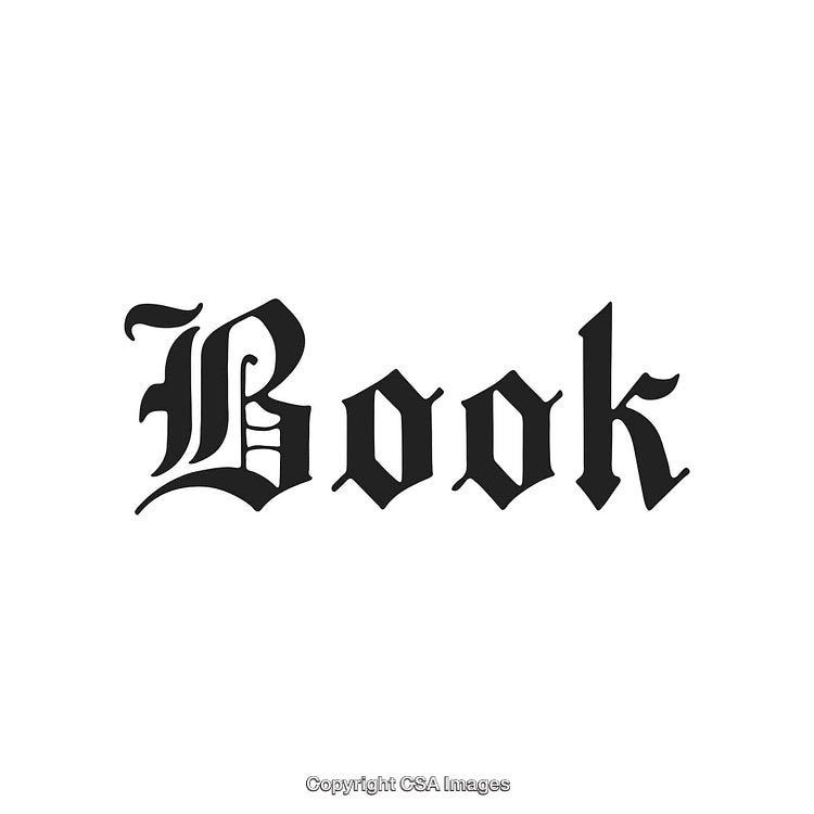 Gothic Styled Typography Spelling the Word Book in Black and White