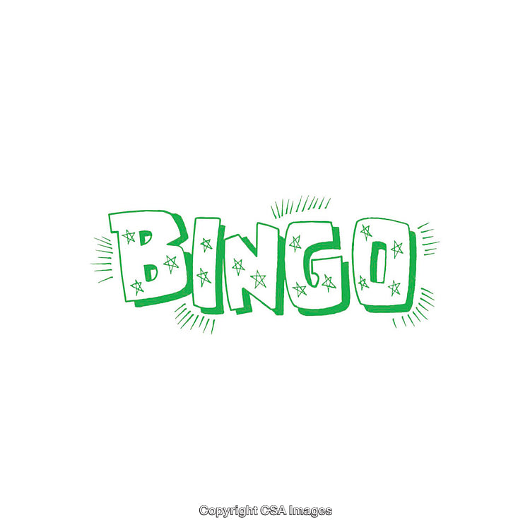 Green Text Illustration Featuring the Word Bingo with Decorative Elements
