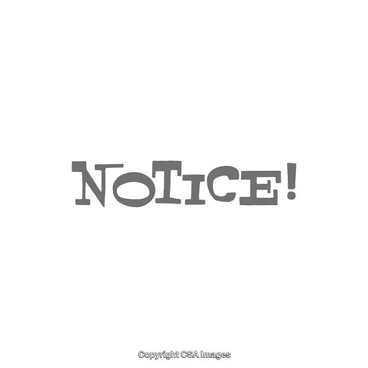 Decorative Grunge Text 'Notice!' in Stylized Font Isolated on White