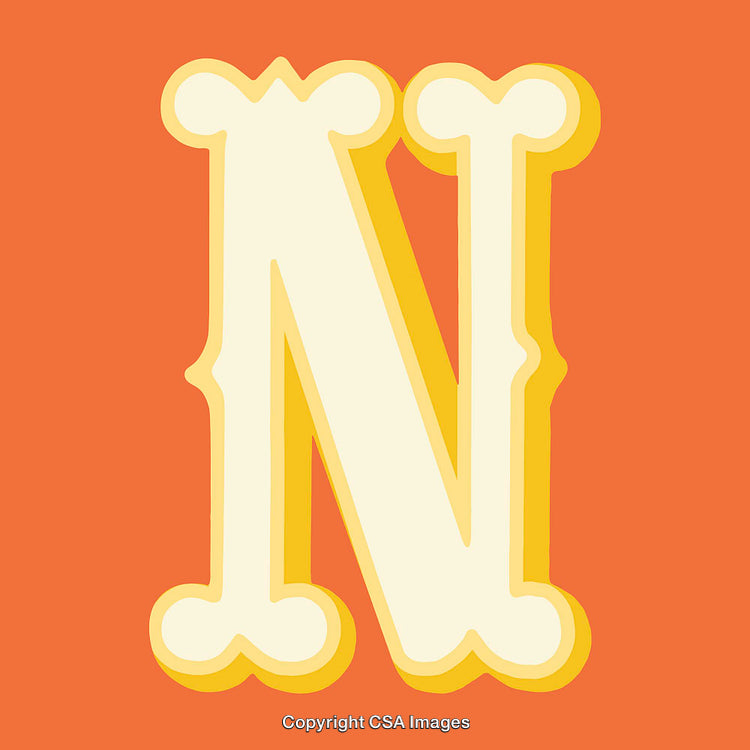 Decorative Letter N With Bold Orange and Yellow Theme Design
