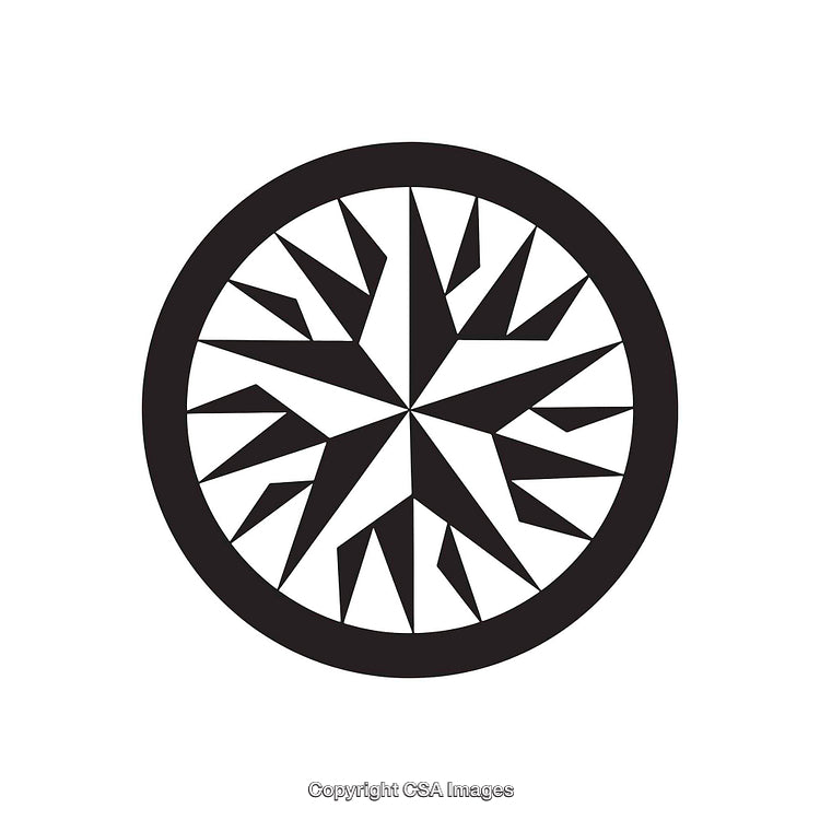 Abstract Black and White Circular Geometric Design with Sharp Shapes