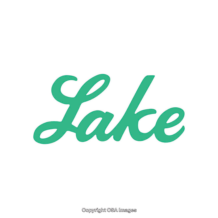 Green Stylized Text Displaying the Word 'Lake' on a White Background