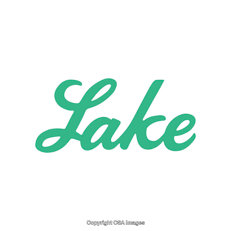 Green Stylized Text Displaying the Word 'Lake' on a White Background