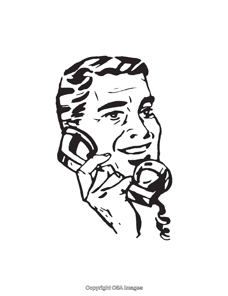 Retro Style Illustration of a Man Holding a Telephone Receiver
