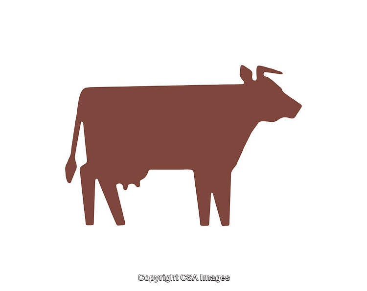 Minimalist Brown Cow Silhouette Icon on a White Background