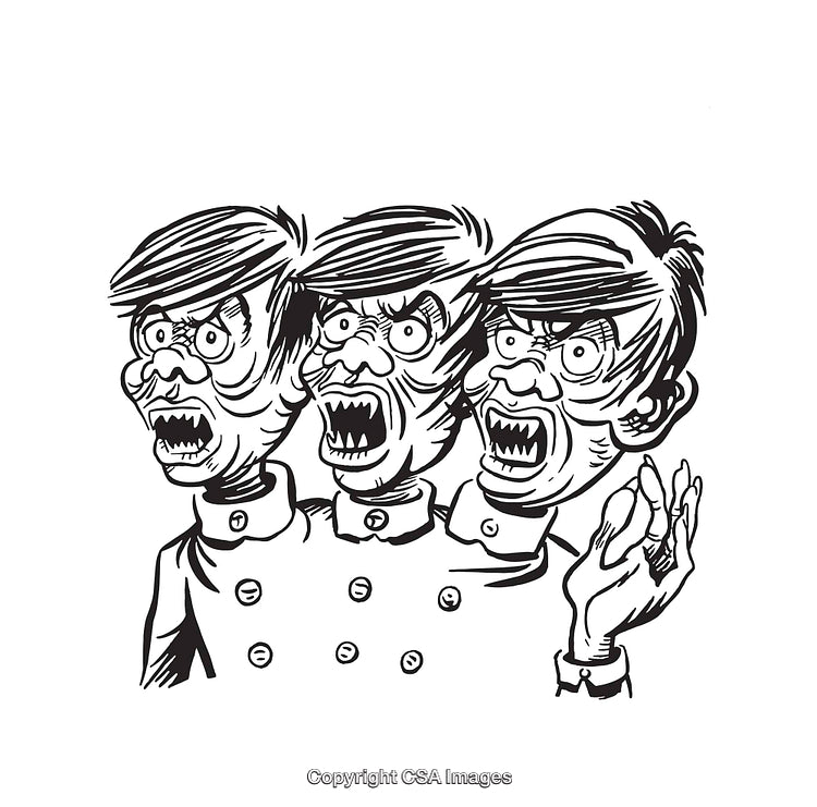 Black and White Line Art of Three Expressive Faces