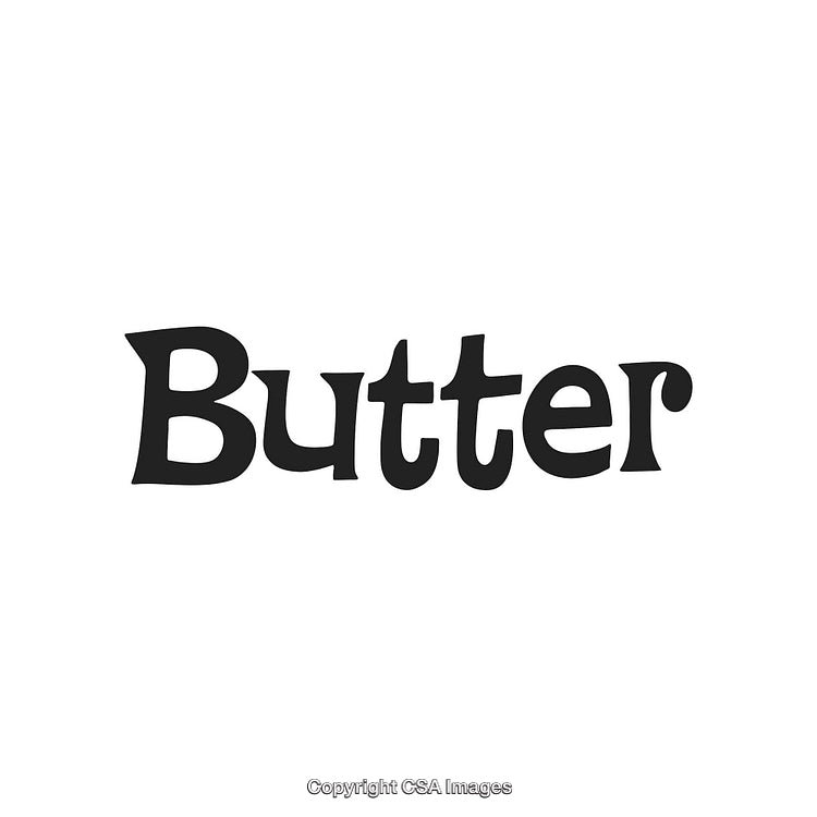 Bold Black Typography of the Word Butter on White Background