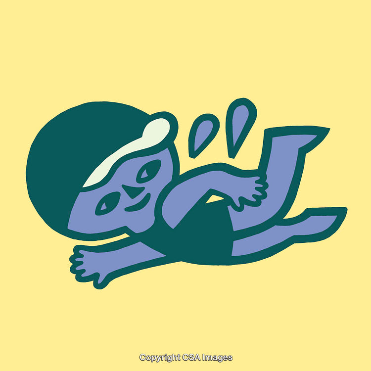 Colorful Illustration of a Swimming Character Highlighting Playfulness