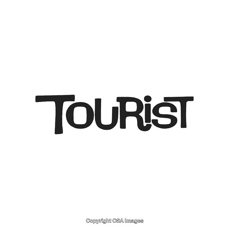 Stylized Tourist Typography in Bold Black Font on White Background