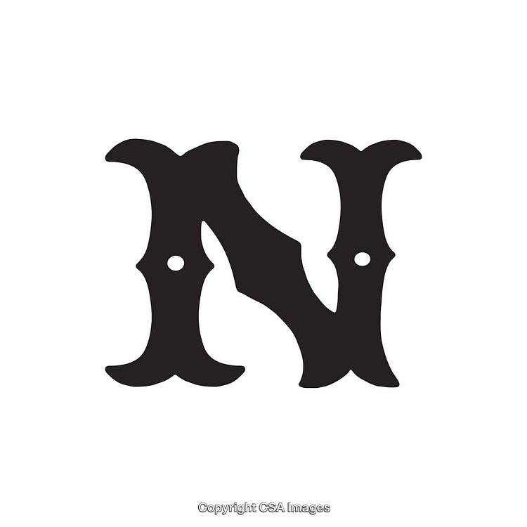 Decorative Gothic Letter N Isolated on White Background