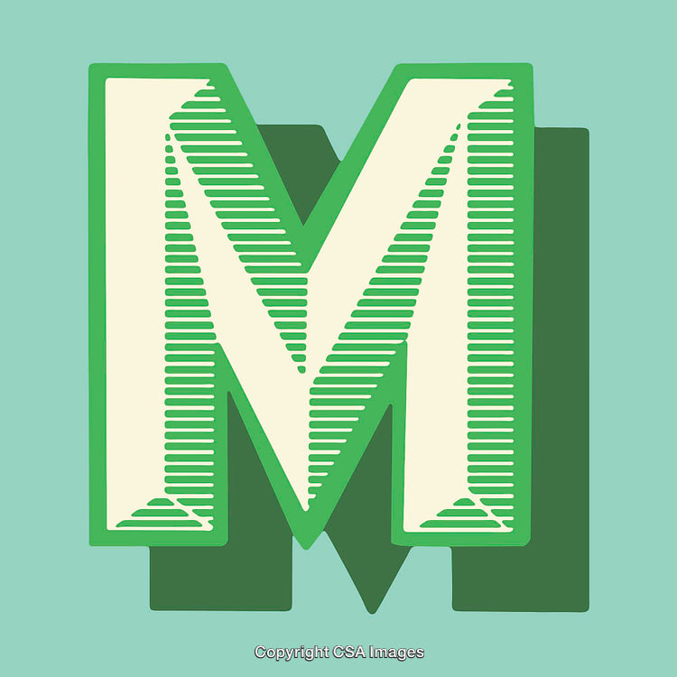 Bold Stylized Letter M on a Contrasting Background