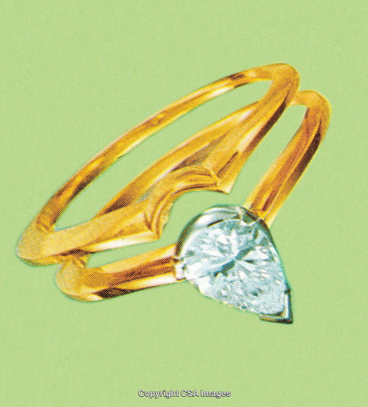 Elegant Gold Ring with Diamond on Vibrant Green Background
