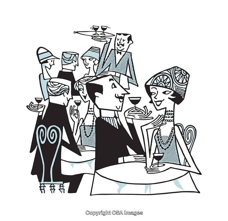 Art Deco Party Scene with Elegant Attendees and Jazz Age Style