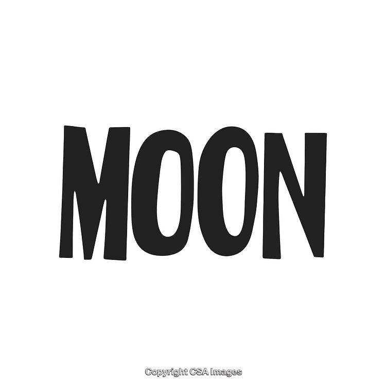Creative Typography Art Featuring the Word Moon in Bold Black Font