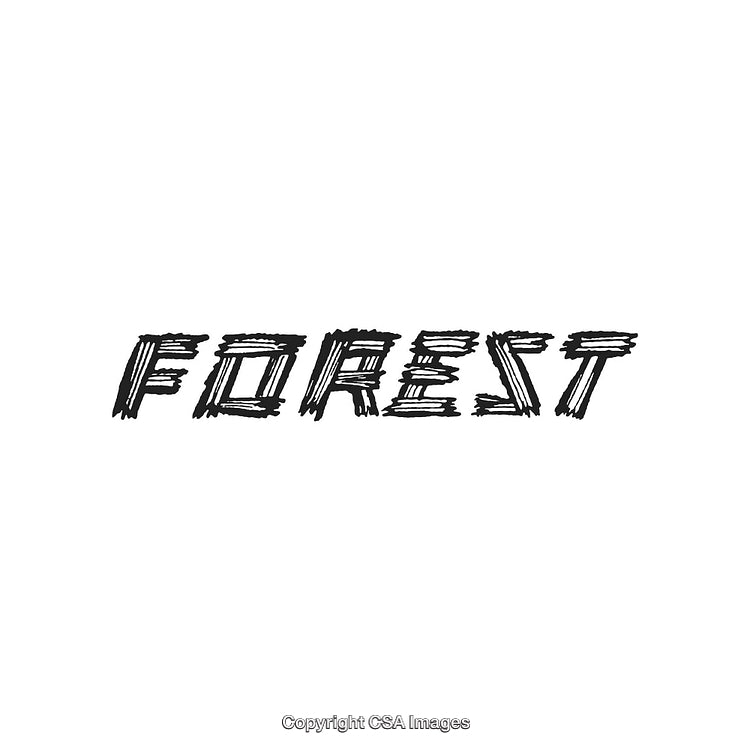 Stylized Forest Text Design in Bold Artistic Brushstroke Style