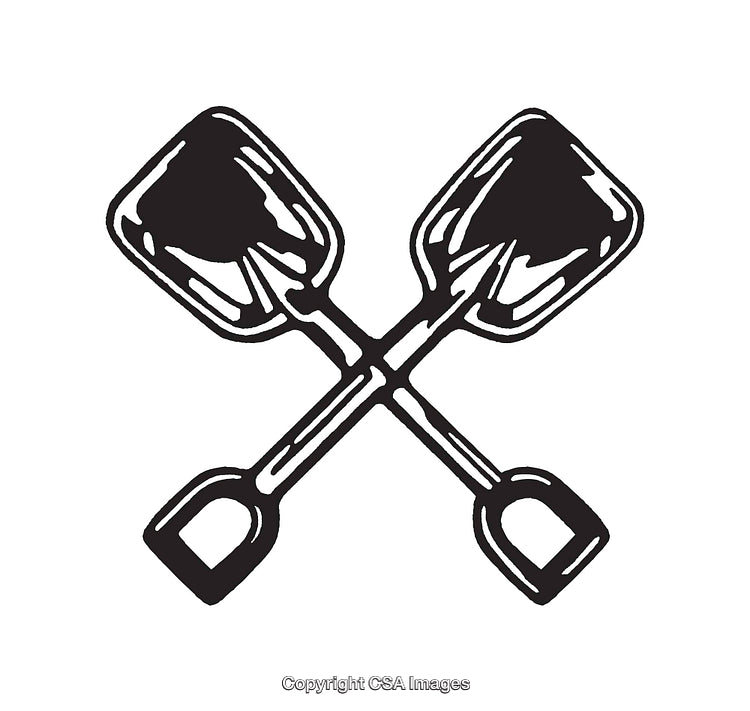 Illustration of Crossed Shovels in Monochromatic Style