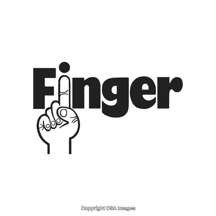 Illustration of a Hand Highlighting Finger within the Word Design