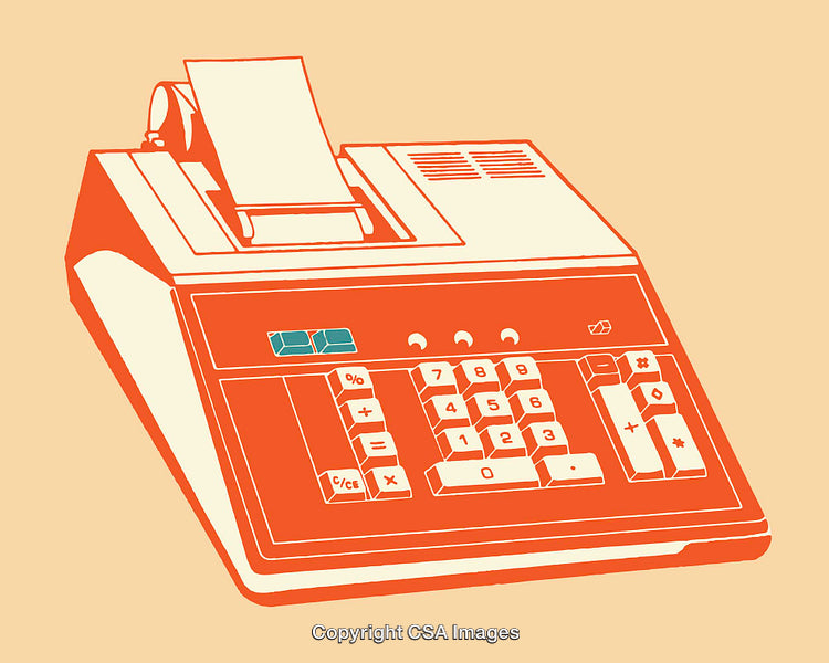 Retro Style Line Art Illustration of a Vintage Calculator