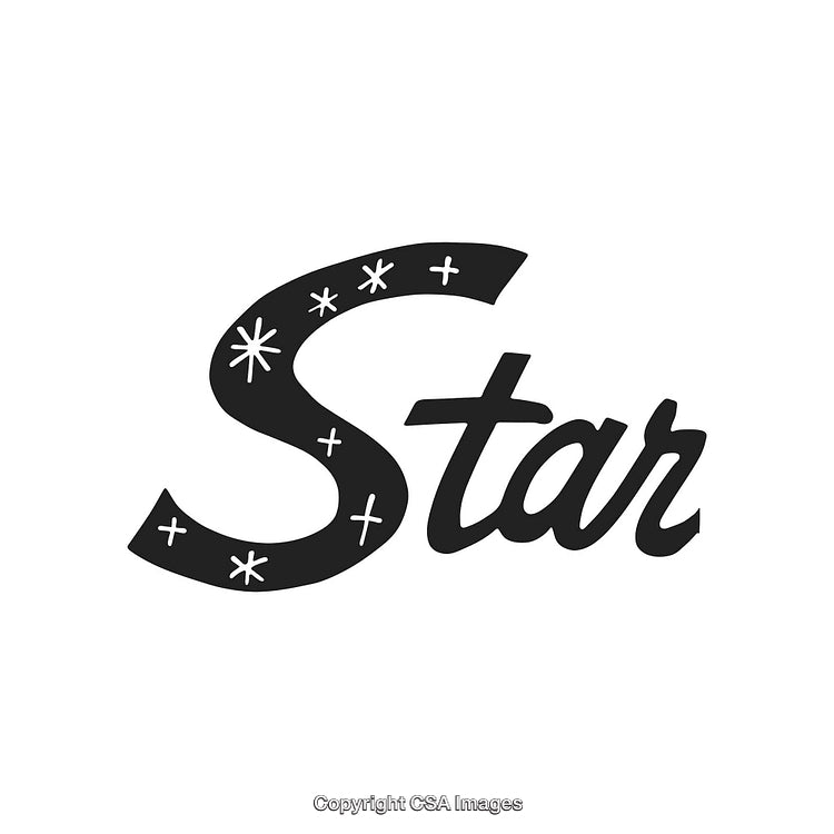 Star Typography Design With Decorative Sparkles and Modern Calligraphy Style