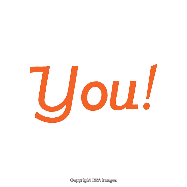 Orange Lettering 'You!' on a White Background Displaying Engaging Typography