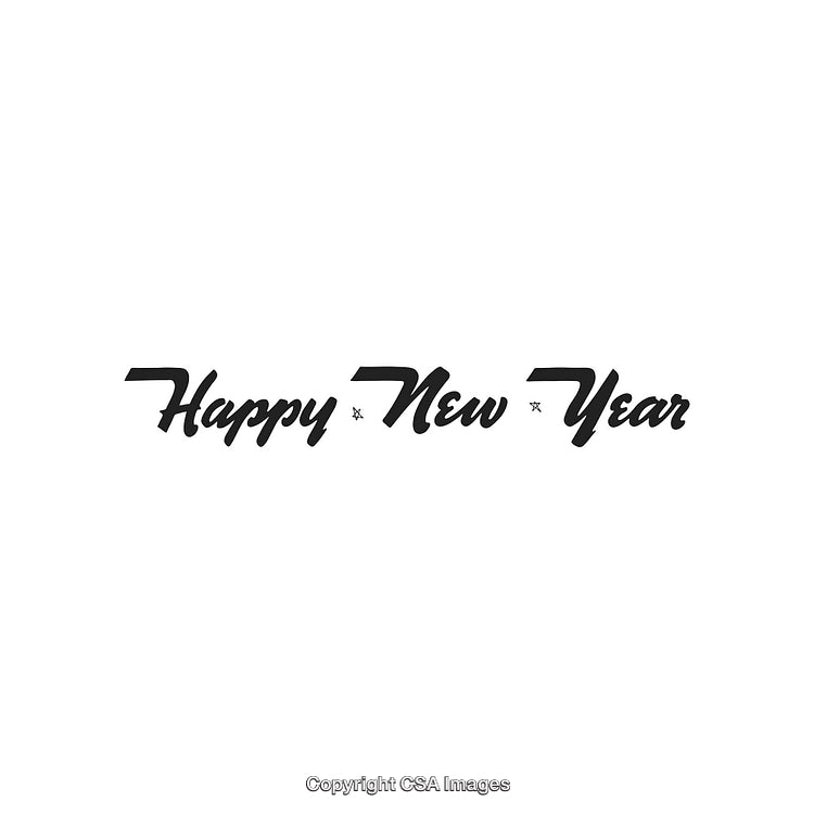 Elegant Typography Design Featuring 'Happy New Year' Message in Black on White Background