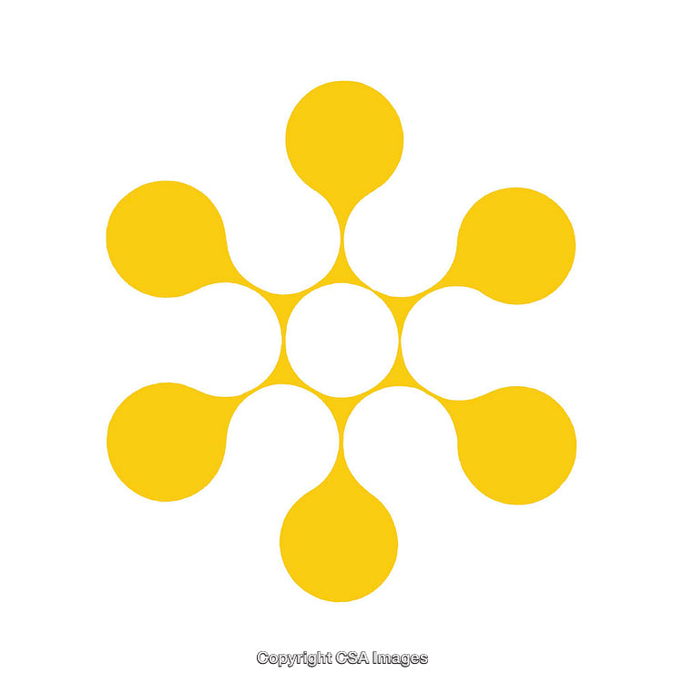 Abstract Yellow Symbol with Circular Design on White Background