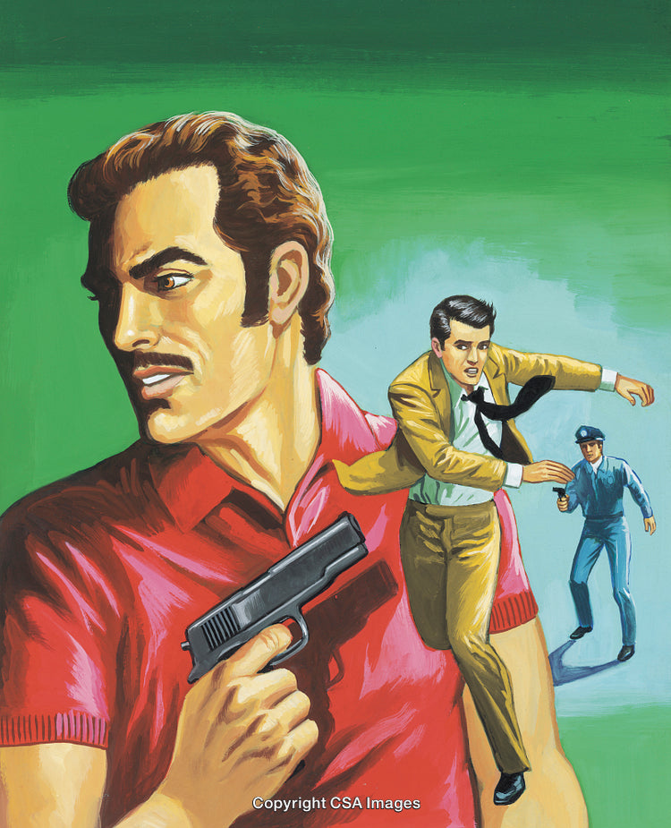 Illustration of Intense Action Featuring Dynamic Characters and Dramatic Events